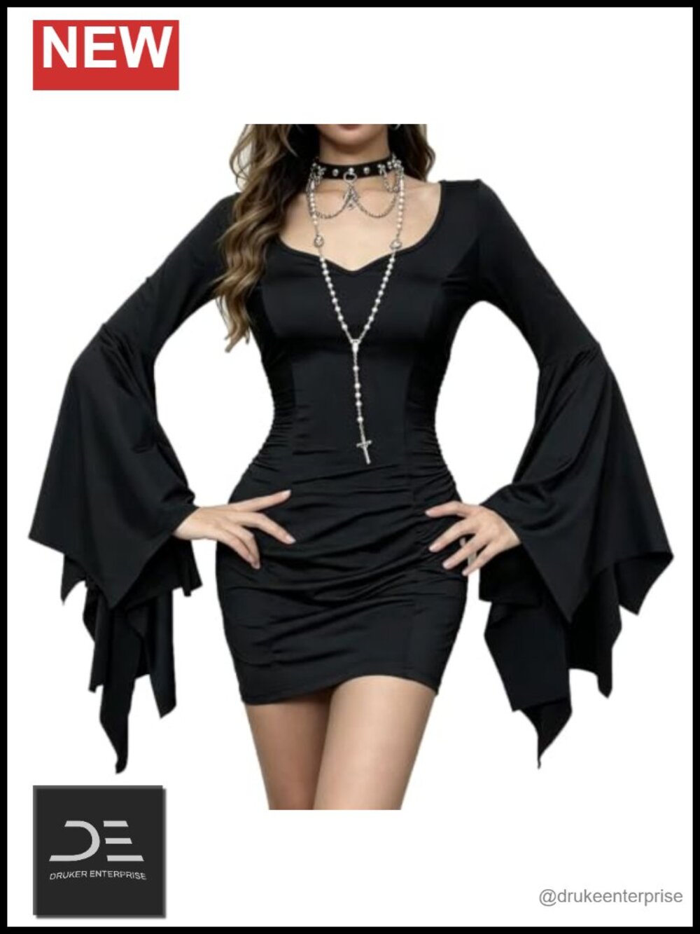 Women's Batwing Sleeve V-Neck Bodycon Mini Dress Long Sleeve Party